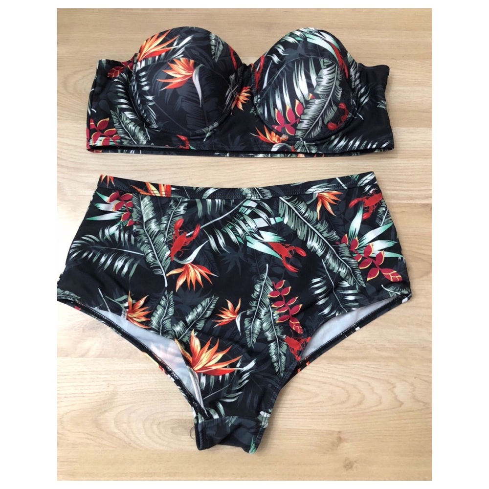 Tropical High waisted bandeau bikini!